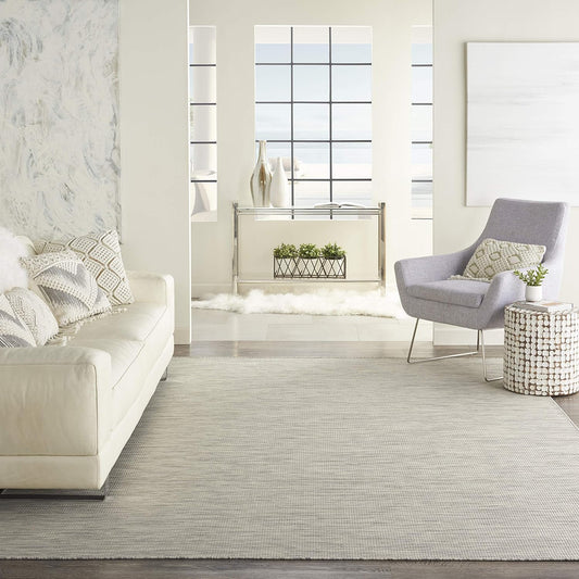 Nourison Positano Indoor/Outdoor Light Grey 6' x Round Area Rug, Easy Cleaning, Non Shedding, Bed Room, Living Room, Dining Room, Backyard, Deck, Patio (6 Round)