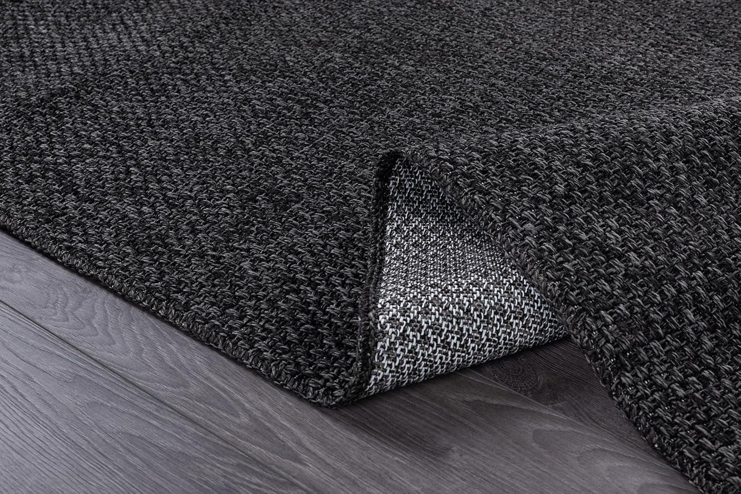 CAMILSON Easy Jute Rug 2x3, Indoor Outdoor Dark Gray Color Farmhouse Area Rugs for Living Room and Kitchen Rug, Solid Boho Woven Design, Easy-Cleaning, Washable Outside Carpet Alfombras (2 x 3)