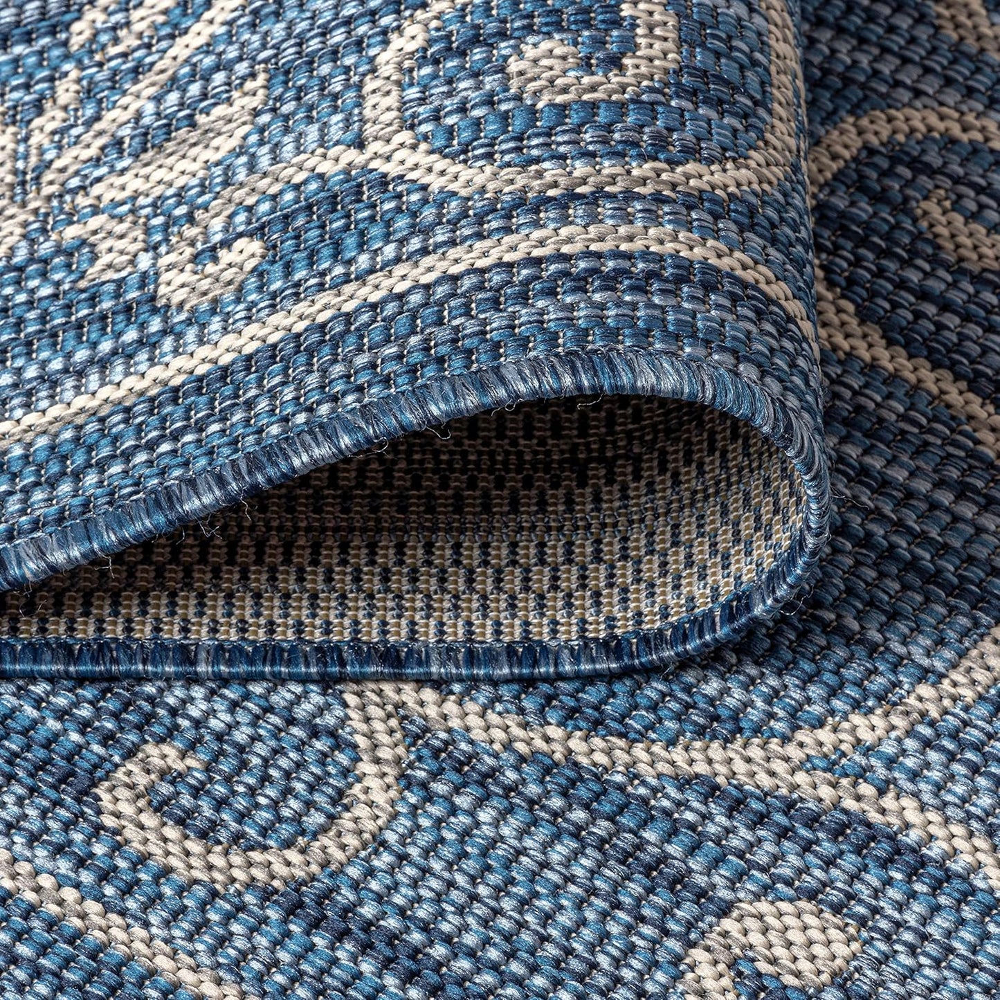 JONATHAN Y Vintage Filigree Indoor Outdoor Square Area Rug 6X6 Navy/Gray, Charleston Textured Weave for Backyard, Patio, Porch, Easy-Cleaning, High Traffic, Pet-Friendly, Non-Shedding (SMB106D-6SQ)