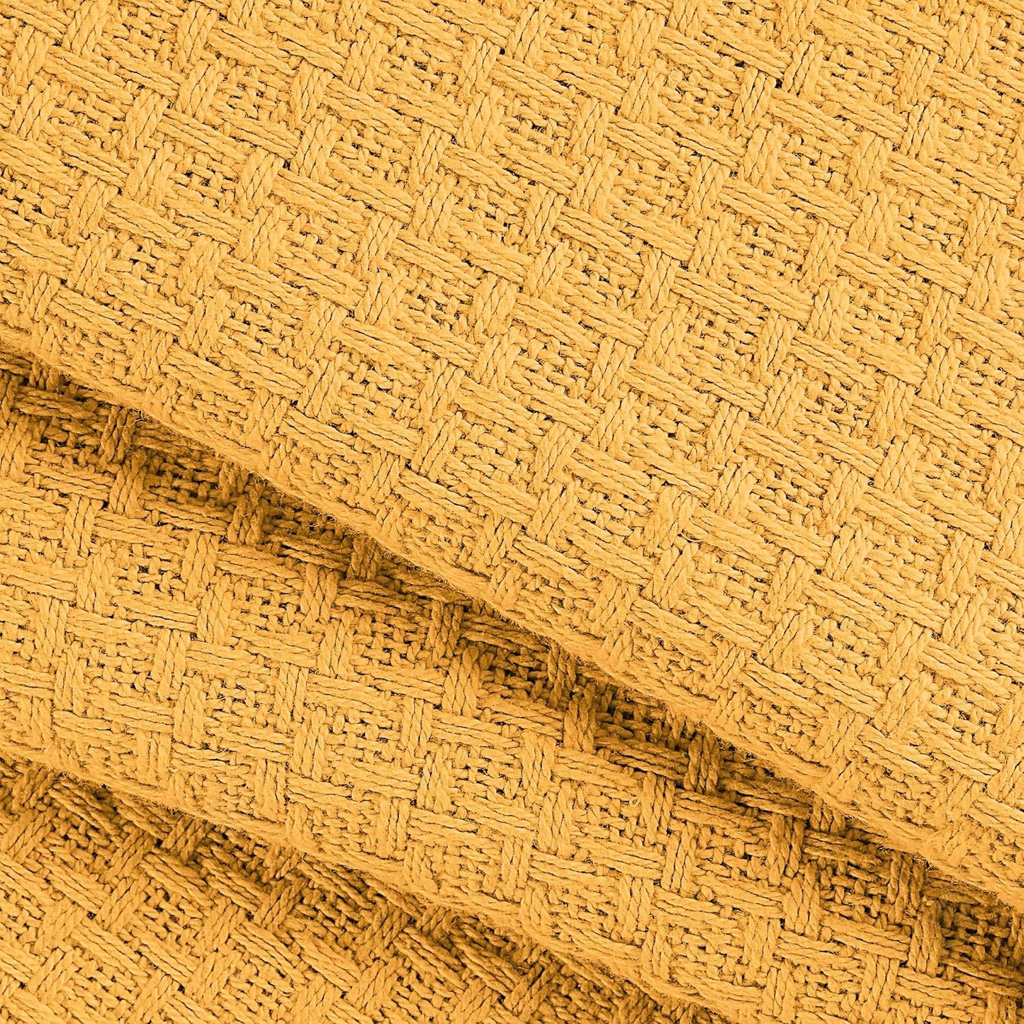 BELIZZI HOME 100% Cotton Bed Blanket, Breathable Bed Blanket Twin Size, Cotton Thermal Blankets Twin, Perfect for Layering Any Bed for All Season, Mustard Yellow