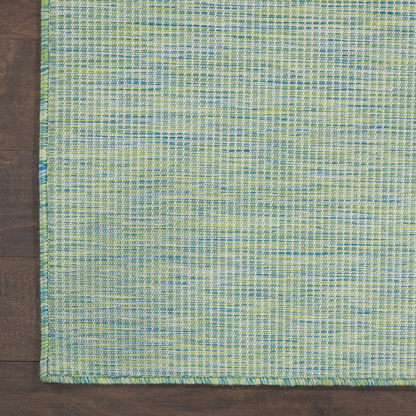 Nourison Positano Indoor/Outdoor Blue/Green 8' x Round Area Rug, Easy Cleaning, Non Shedding, Bed Room, Living Room, Dining Room, Backyard, Deck, Patio (8 Round)