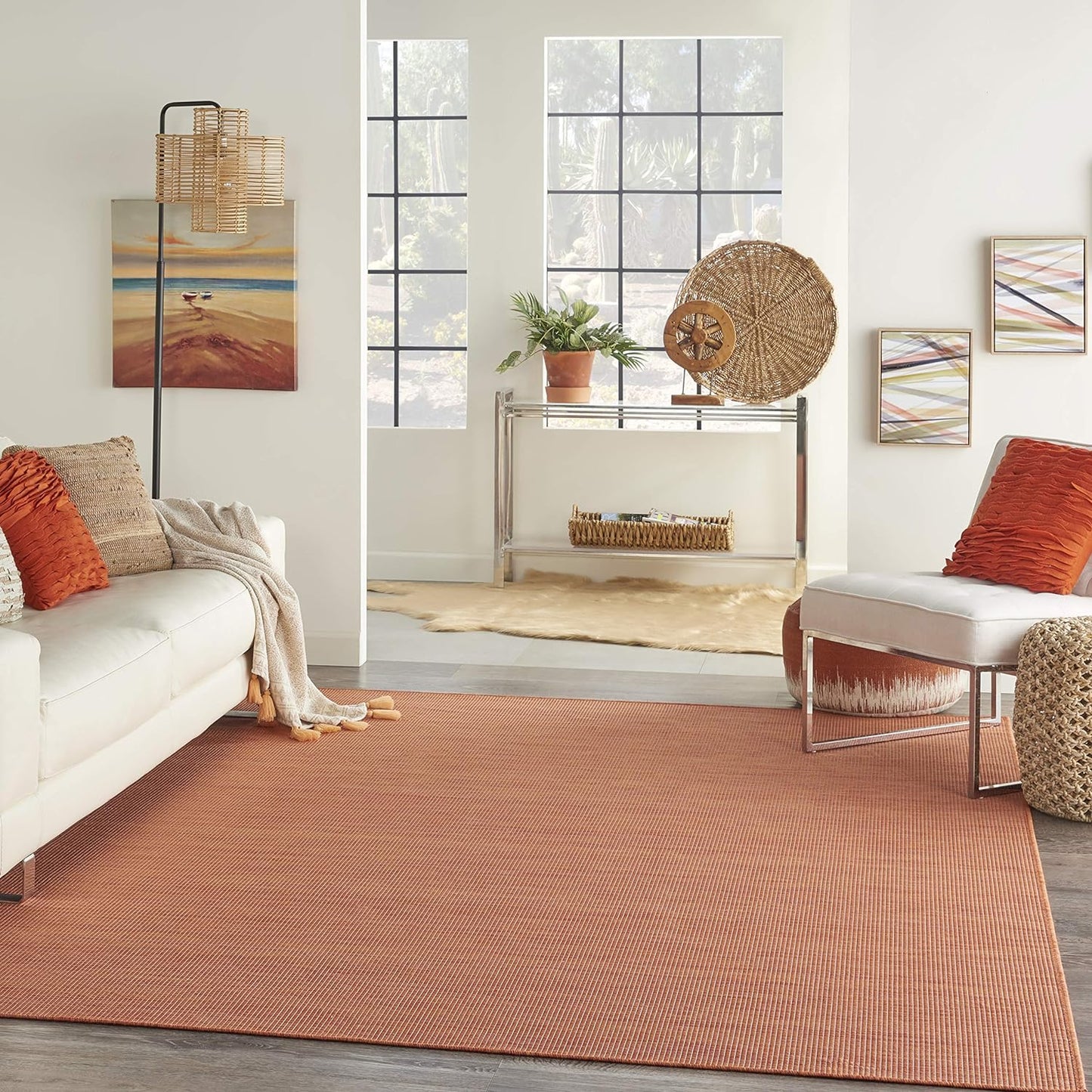 Nourison Home Positano 5' x 7' Terracotta Fabric Modern Area Rug (5' x 7')